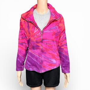 Parsley & Sage Womens Sporty Jacket Tie Dye Full Zip Lightweight Pink Purple Sm